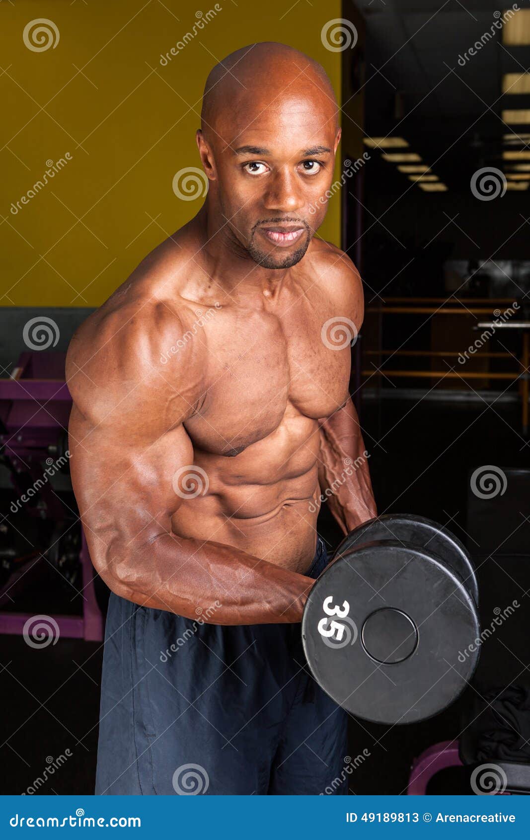 Ripped Young Man In Modern Fitness Center Stock Photo 