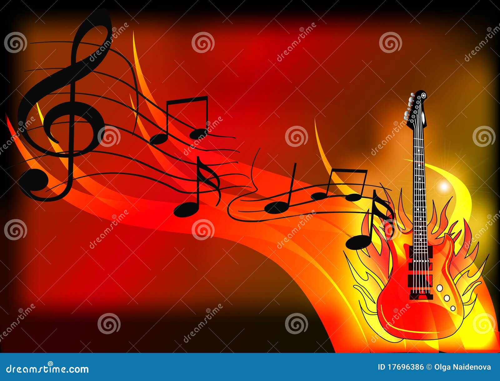 Music Background With Guitar And Fire Royalty Free Stock Image - Image: 17696386