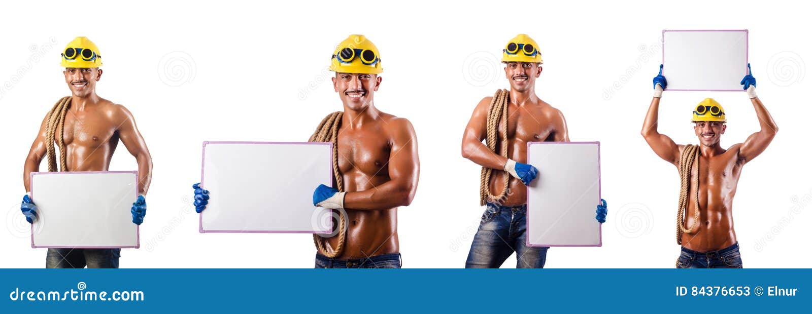 The Naked Construction Worker On White Stock Image Cartoondealer