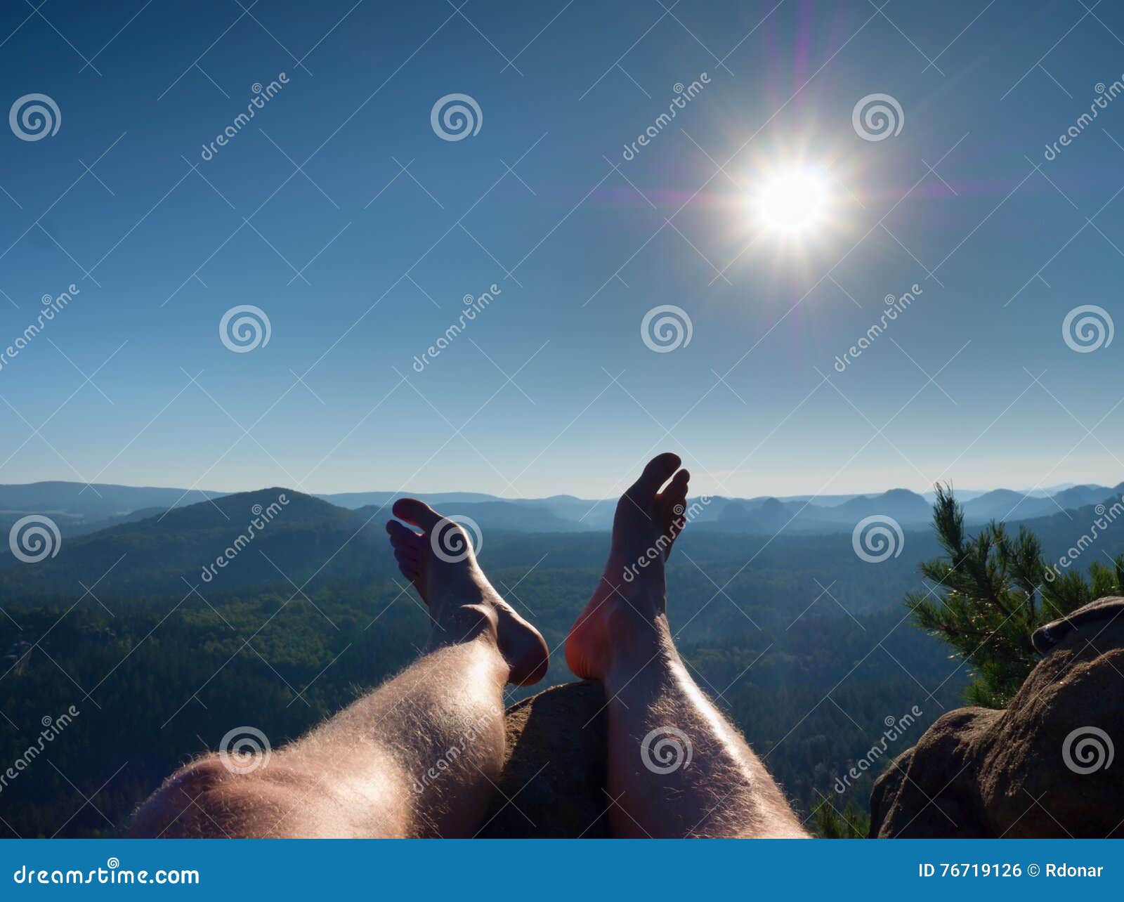 Hairy Man S Legs During Taking Sunbath Stock Photography