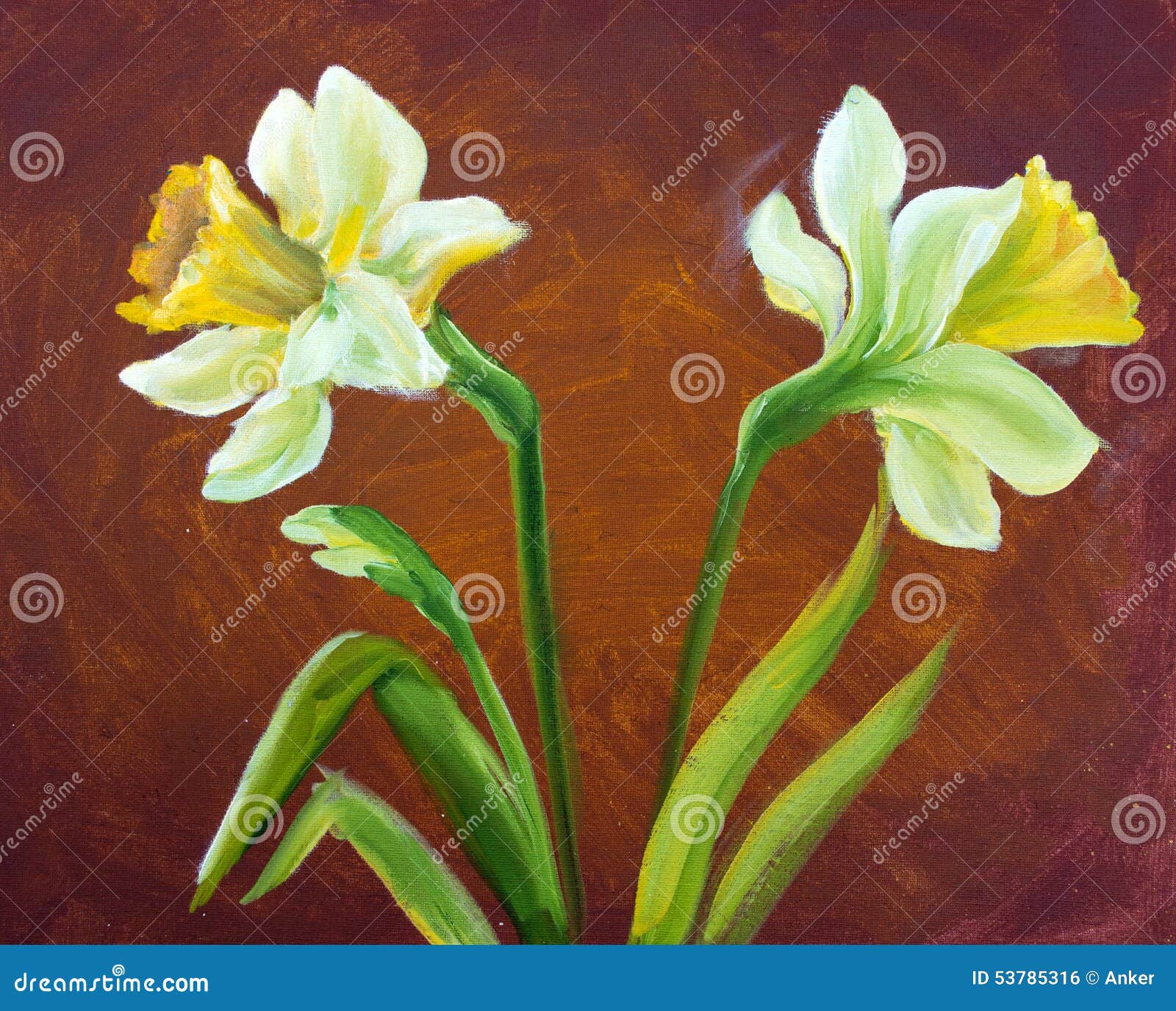 Narcissus Oil Painting. Stock Illustration  Image: 53785316