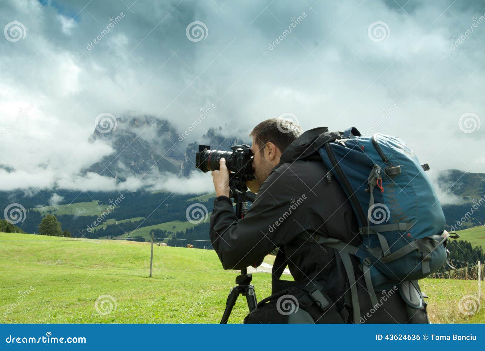 Stock Photo: Nature and landscape photographer in Dolomite
