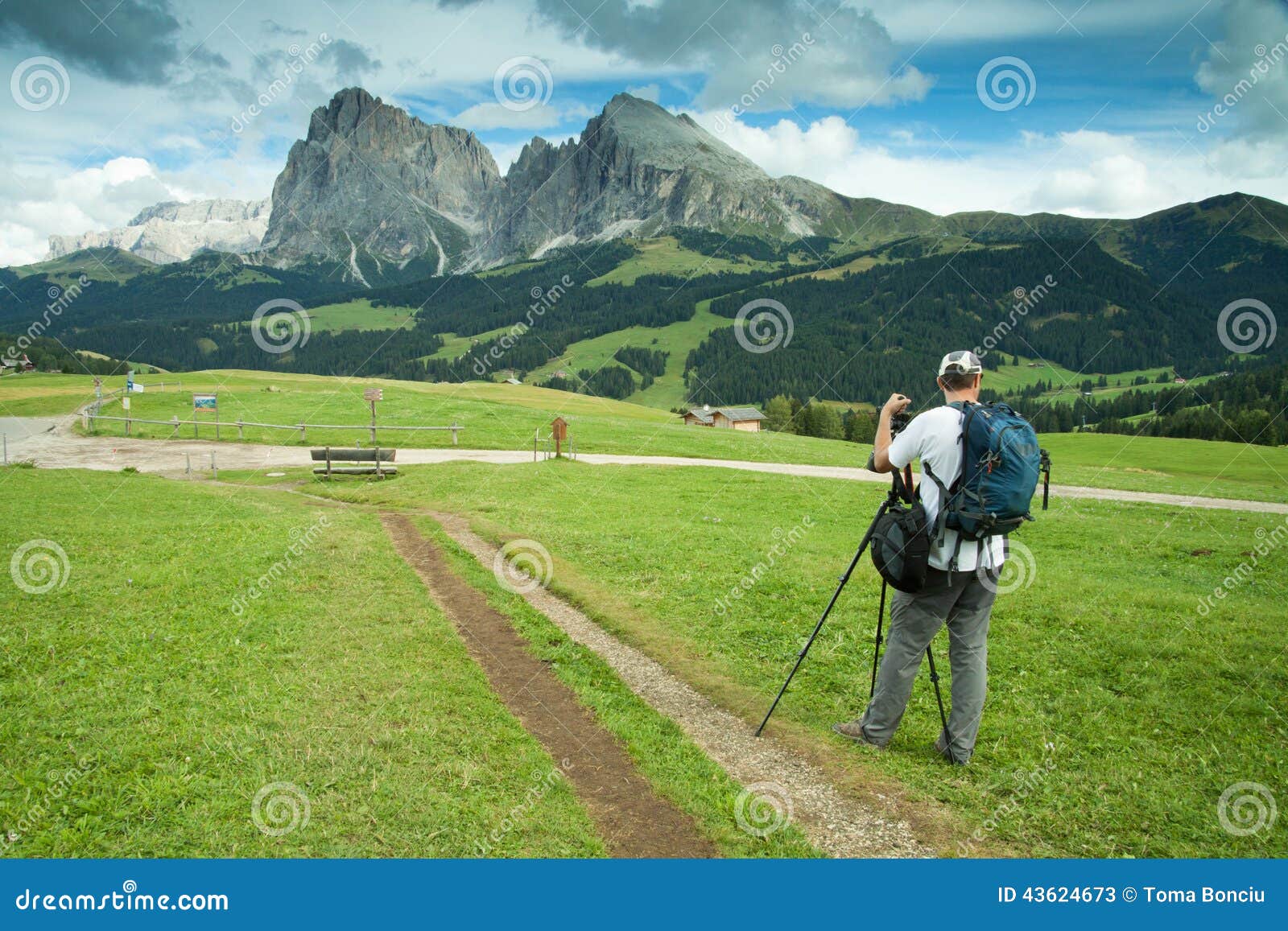 Stock Photo: Nature and landscape photographer in Dolomite