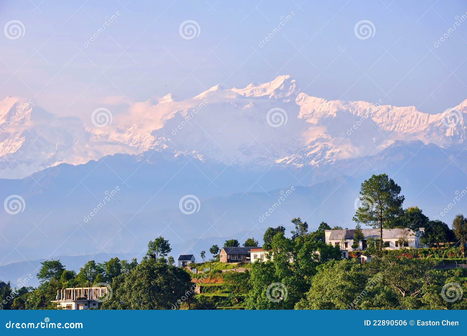 Nepal's natural beauty, snow-capped mountains of the town.