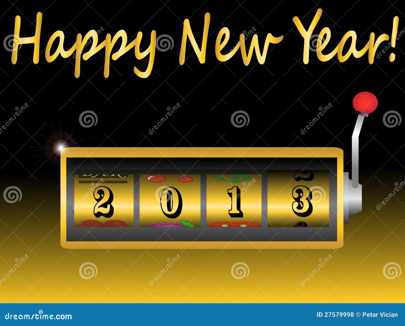 Royalty Free Stock Photos: New year 2013 in slot machine