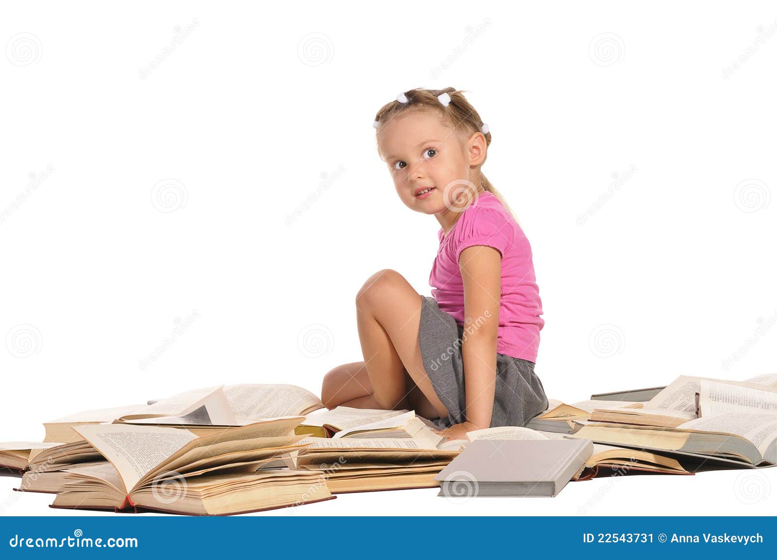 Little Girl Sitting In Bed