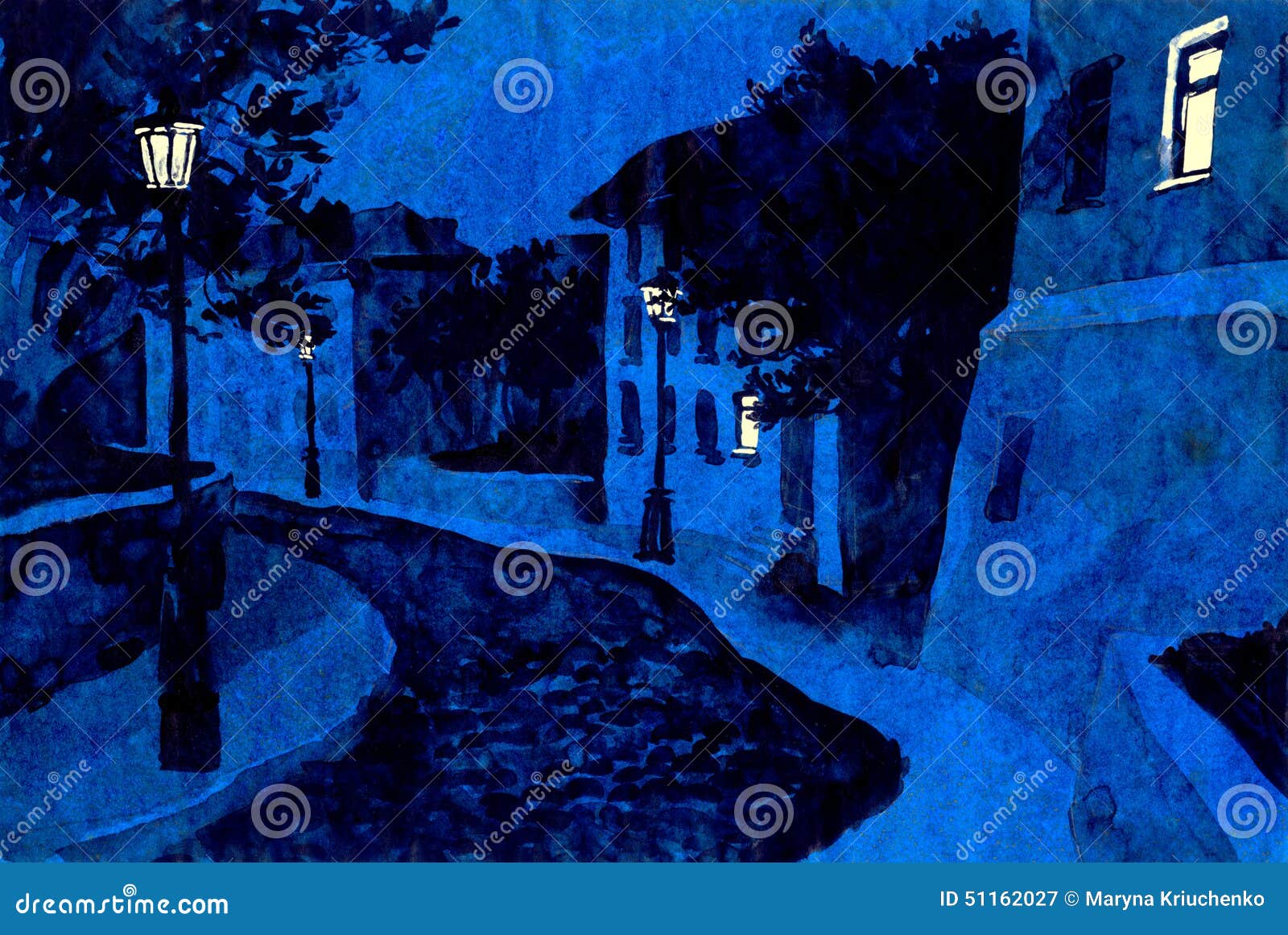 Night Street Stock Illustration - Image: 51162027
