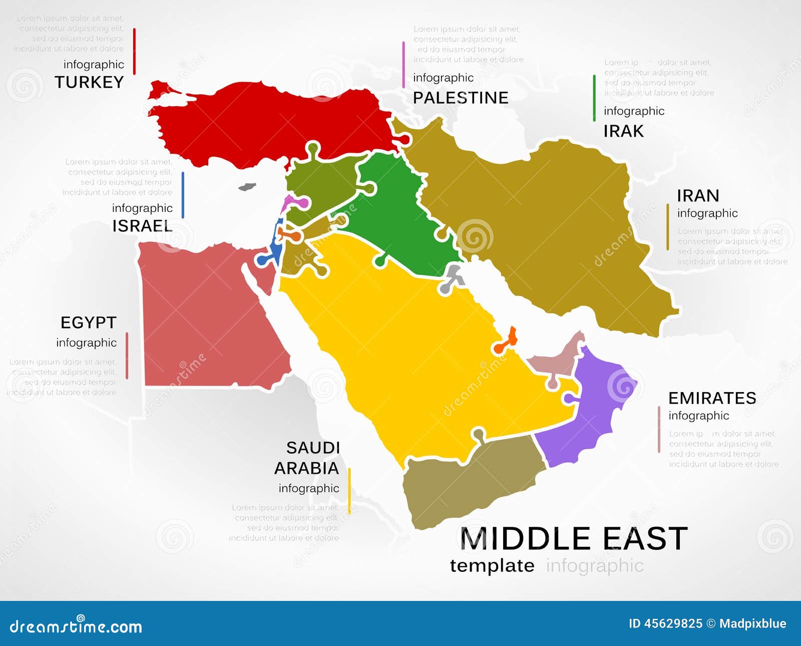 中东地图 向量例证 - 图片