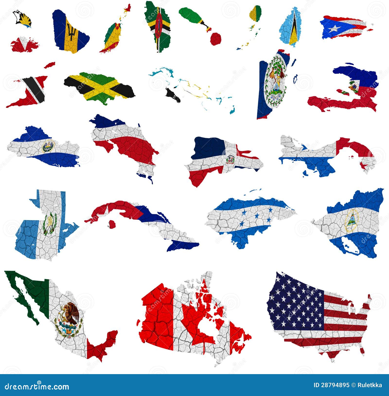 North America Countries Flag Maps Royalty Free Stock Photo - Image