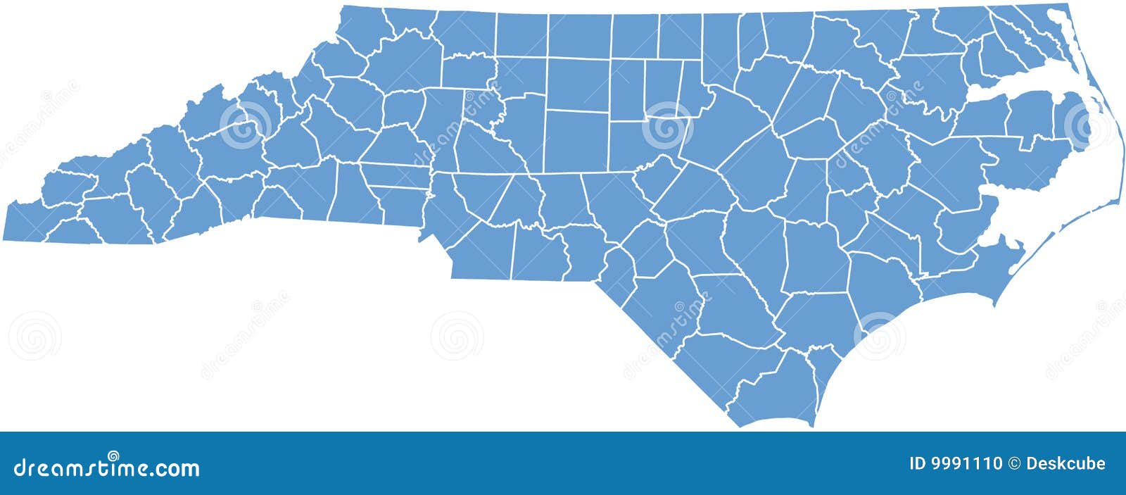 North Carolina Map By Counties Stock Photo - Image: 9991110