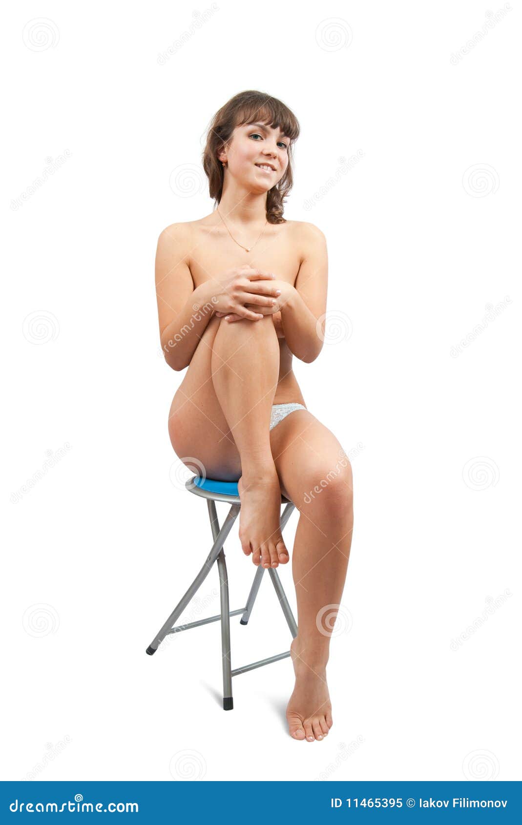 girl sitting on stool Nude bar