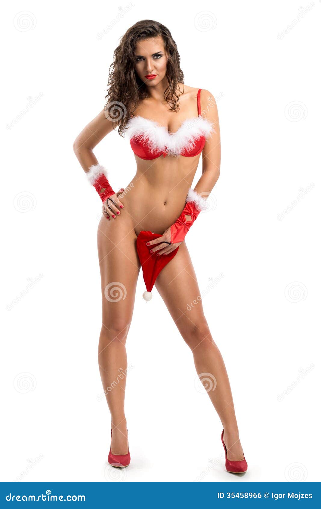 naked girl with christmas hat