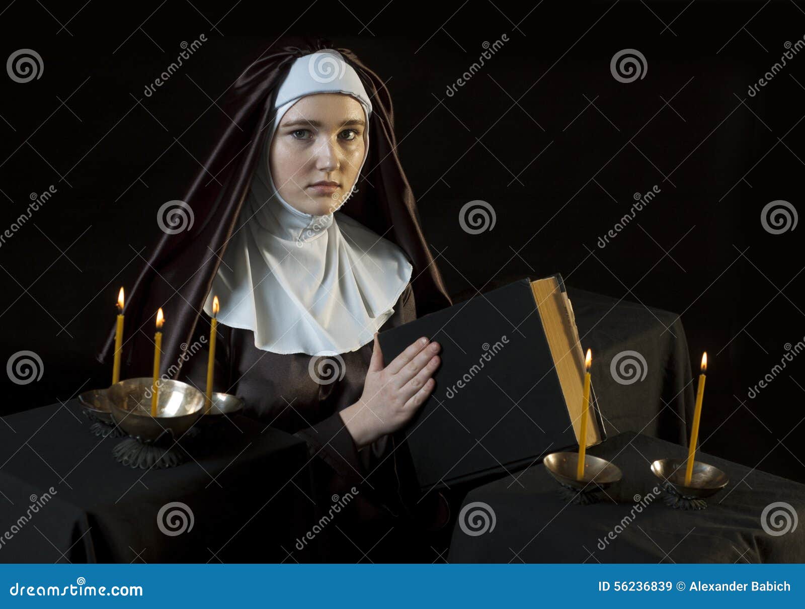 Nun With Bible Stock Photo Image 56236839
