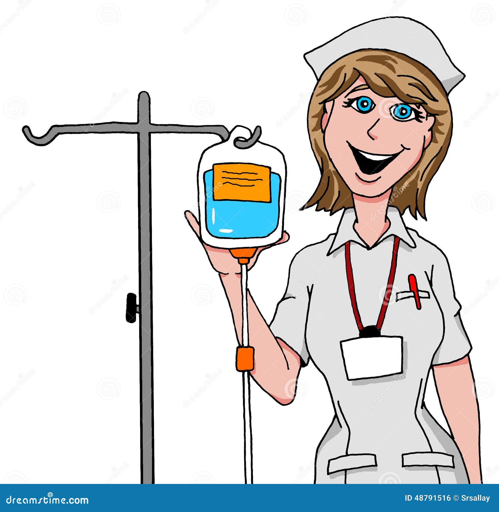Nurse Preparing Iv Drip Stock Vector Image 48791516