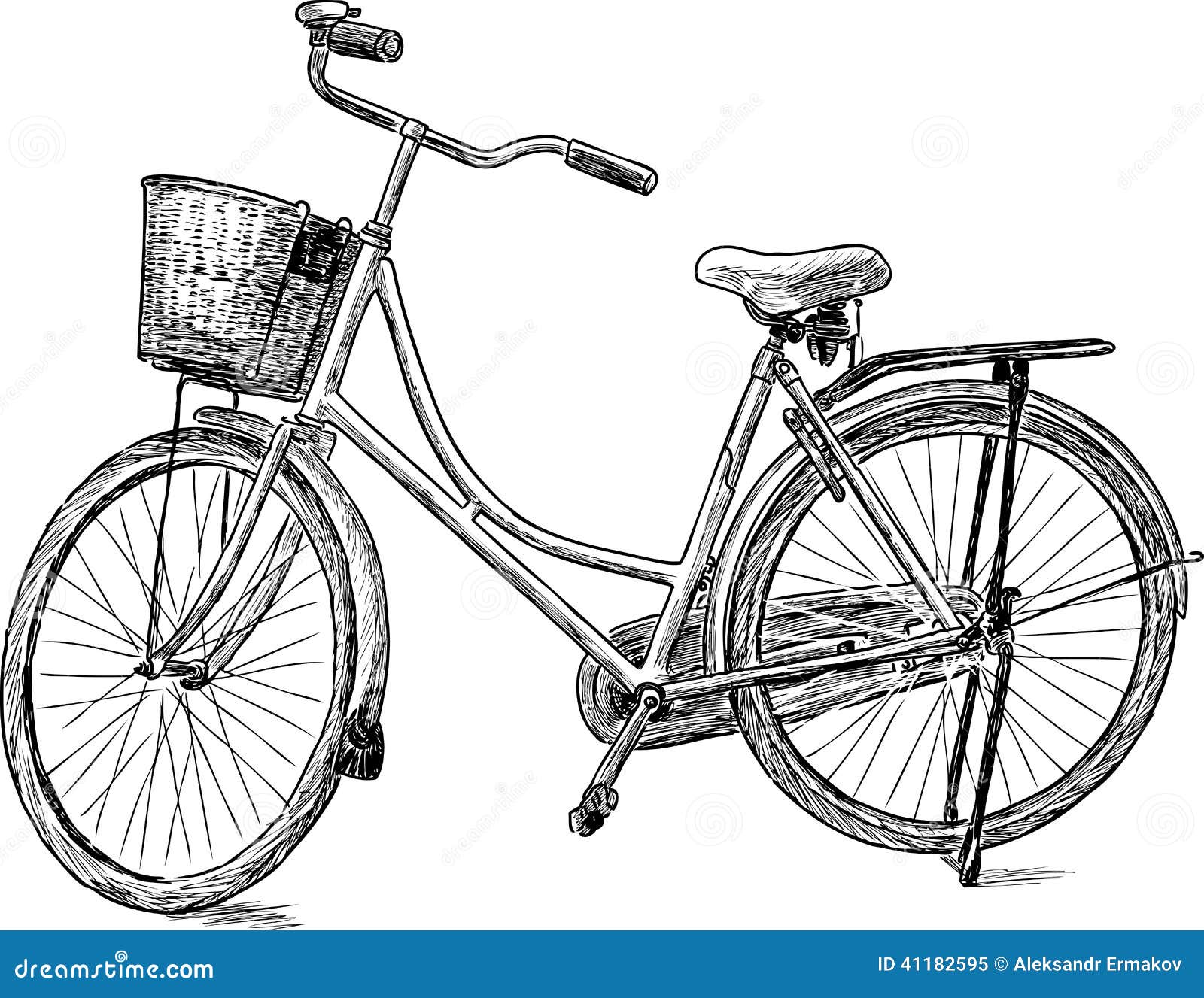 Bicycle With Basket Drawing