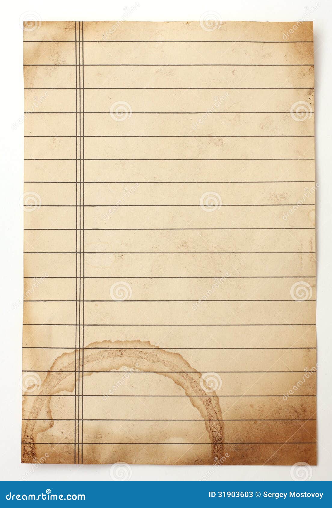 old lined paper isolated white 31903603