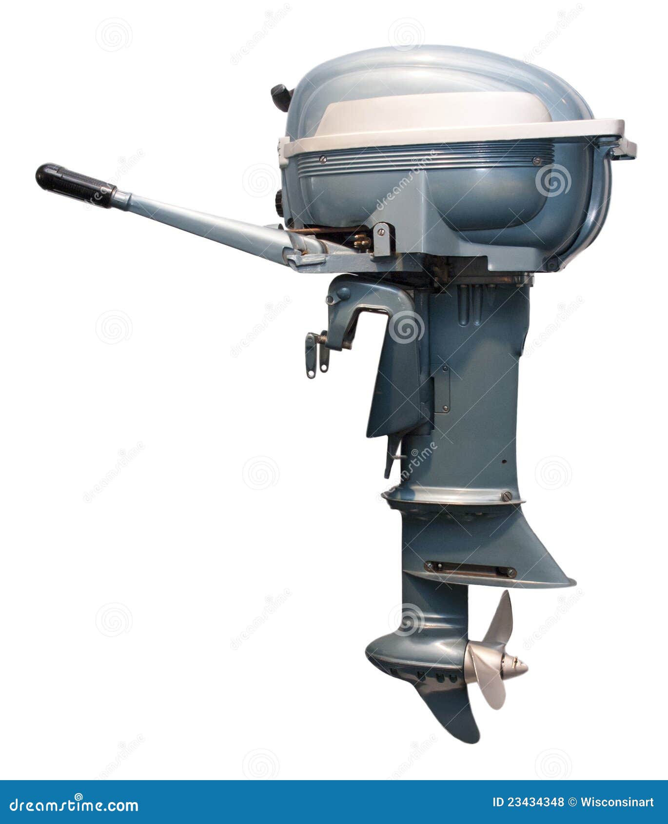 detail of old vintage outboard boat motor. The engine is used on boats 