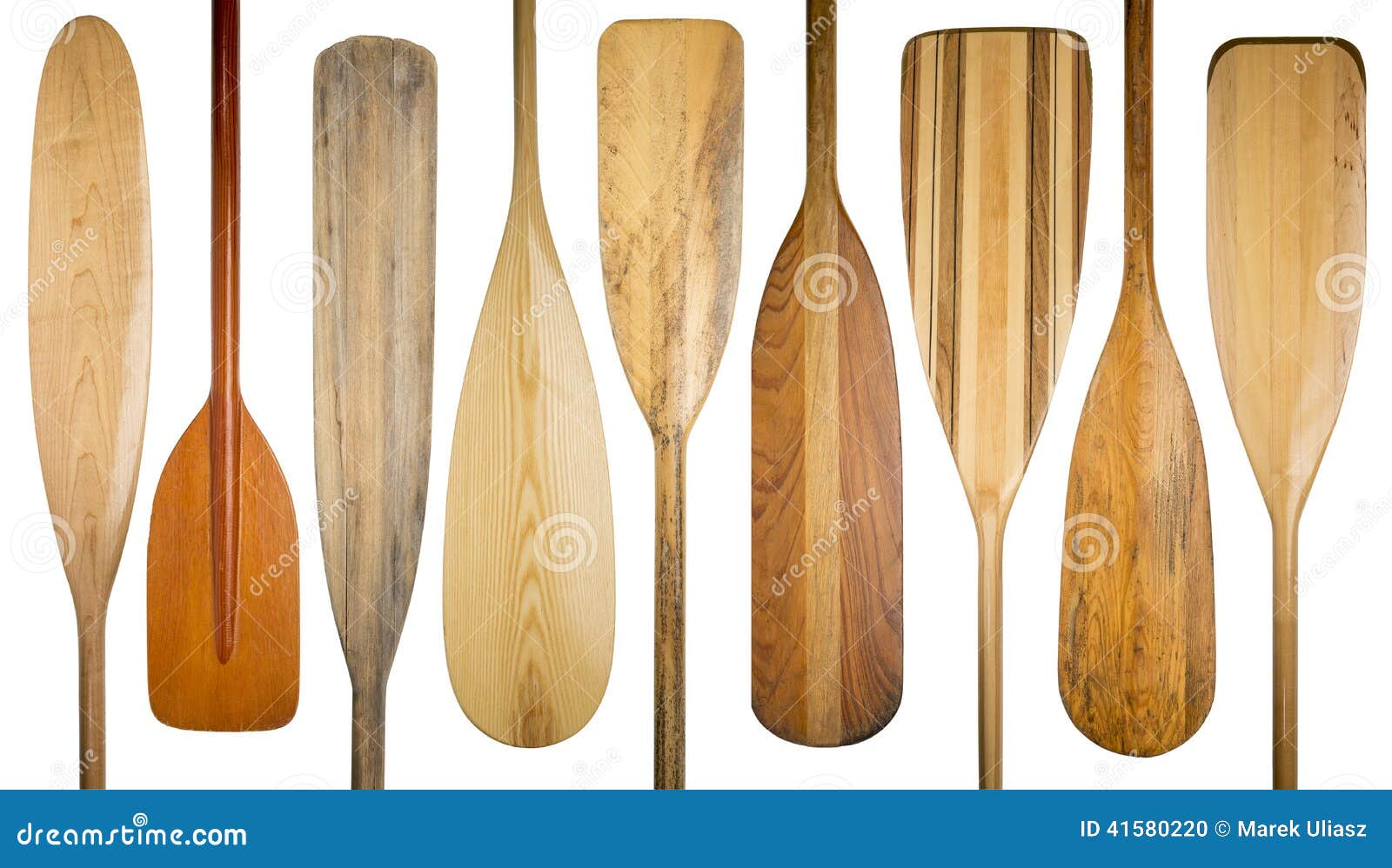 wooden canoe paddles, a variety of styles and shapes - paddling 