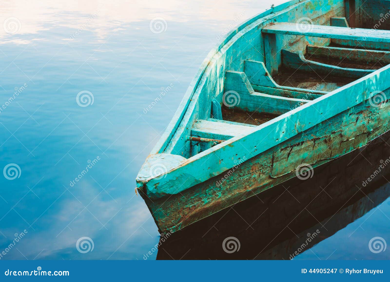 Old Wooden Fishing Boat In River Stock Photo - Image: 44905247