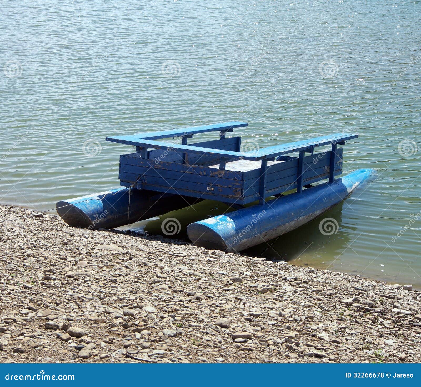 Old Wooden Pontoon Boat On Lake Royalty Free Stock Photos ...