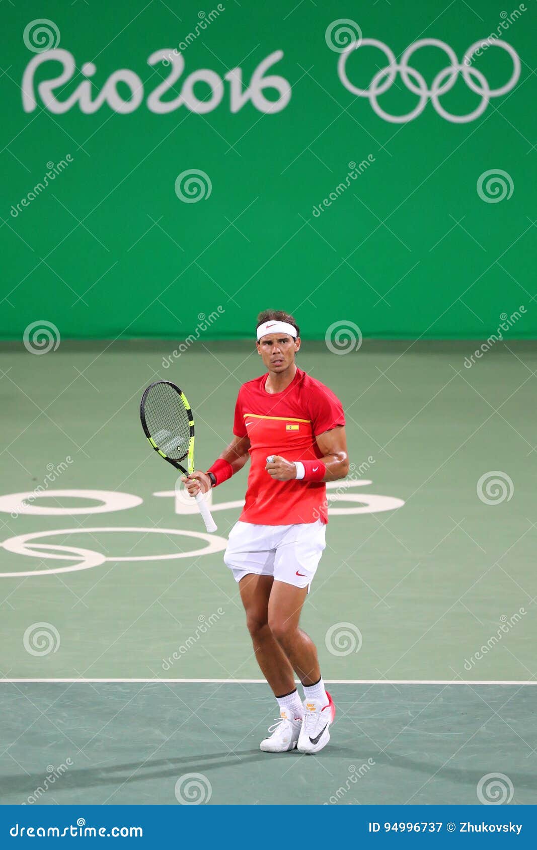 Olympic Champion Rafael Nadal Of Spain In Action During Men S Doubles