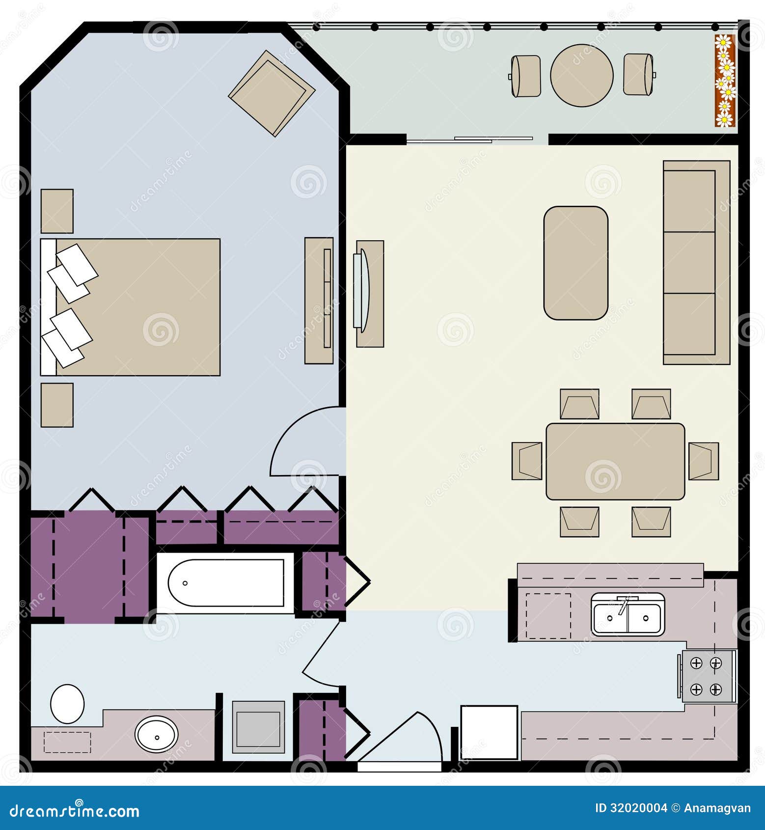 One-Bedroom Condo Floor Plan