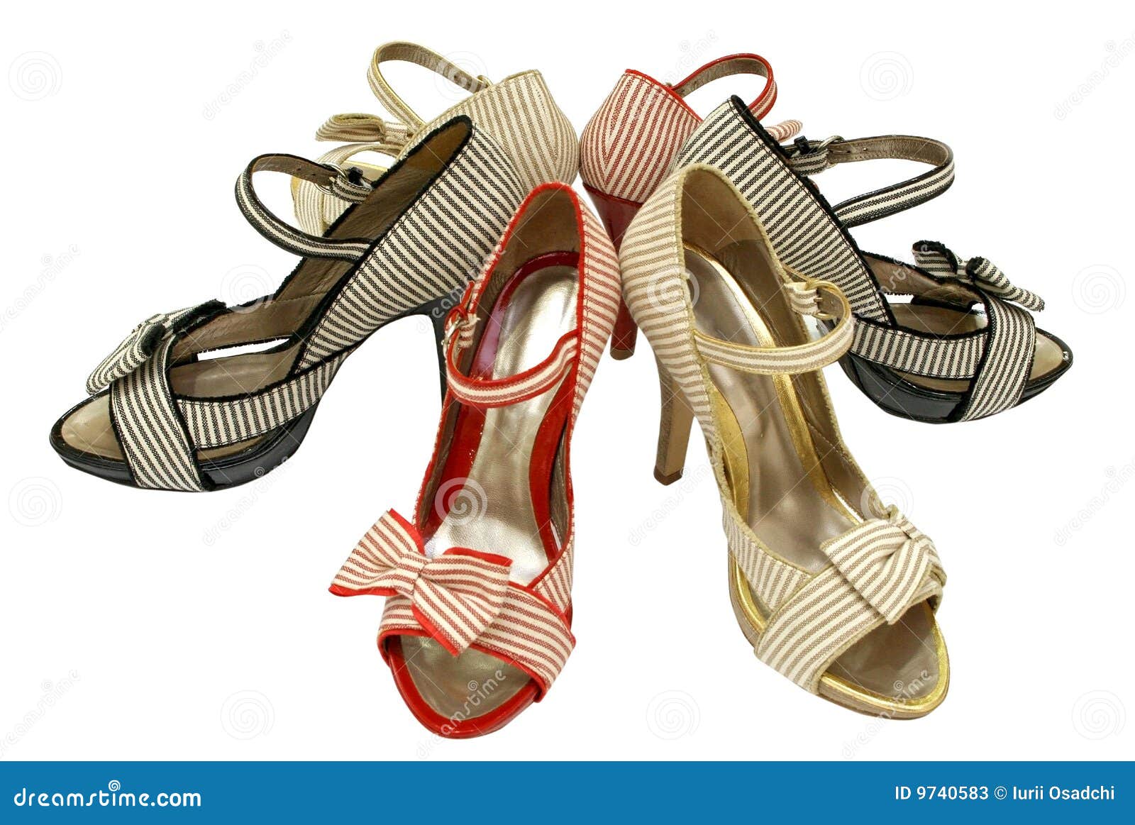Tree pair women open-toe shoes isolated on white