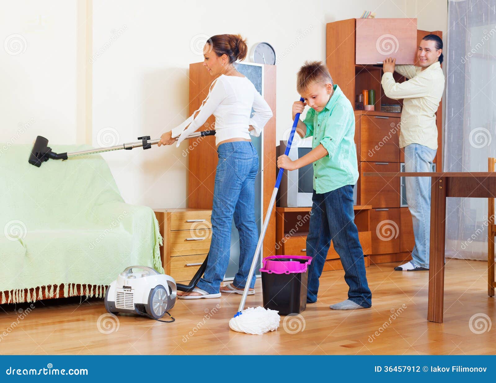 Girl Cleaning Living Room Girl Cleaning Living Room