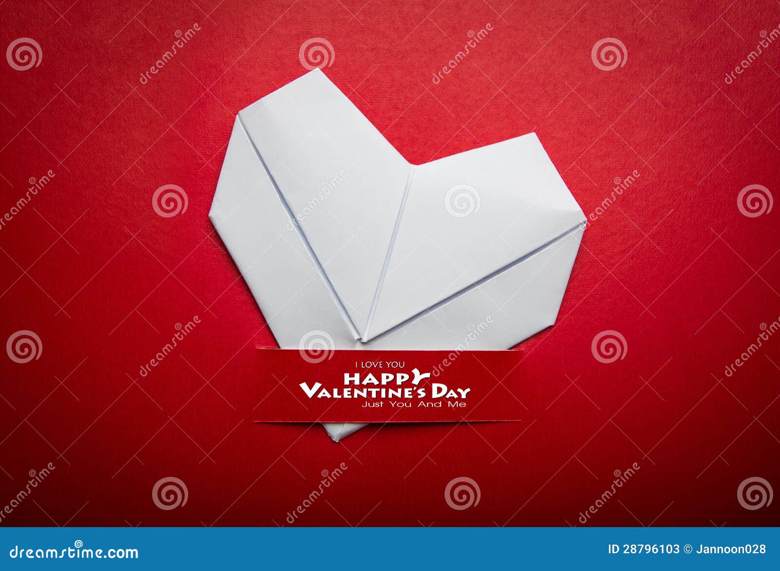 Origami paper heart shape symbol for Valentines day with copy space ...