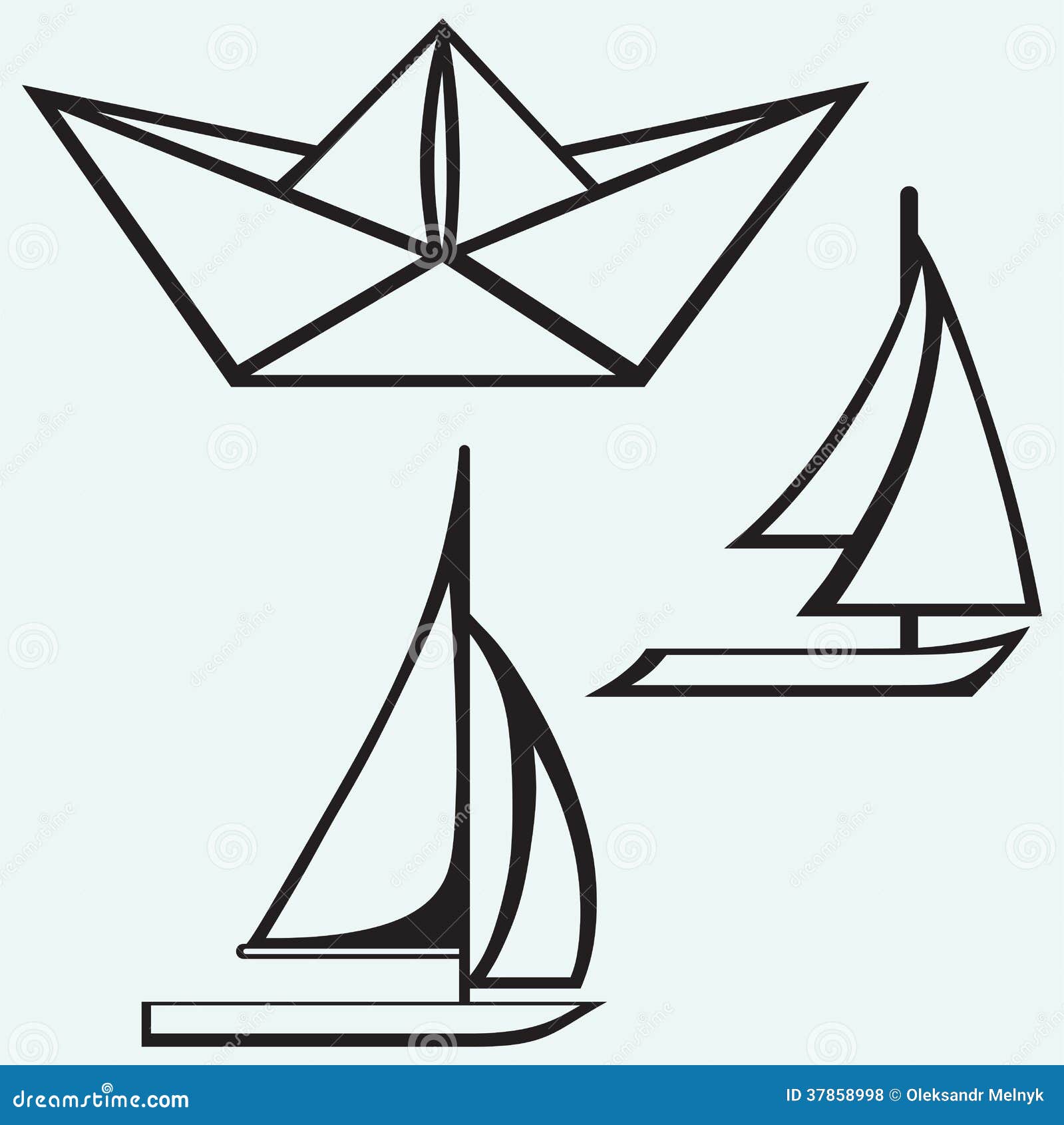 Origami Paper Ship And Sailboat Sailing Royalty Free Stock Photos 