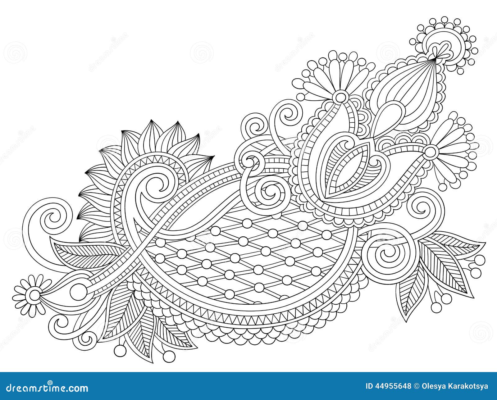Line Art Ornate Flower Design : Original hand draw line art ornate flower design stock