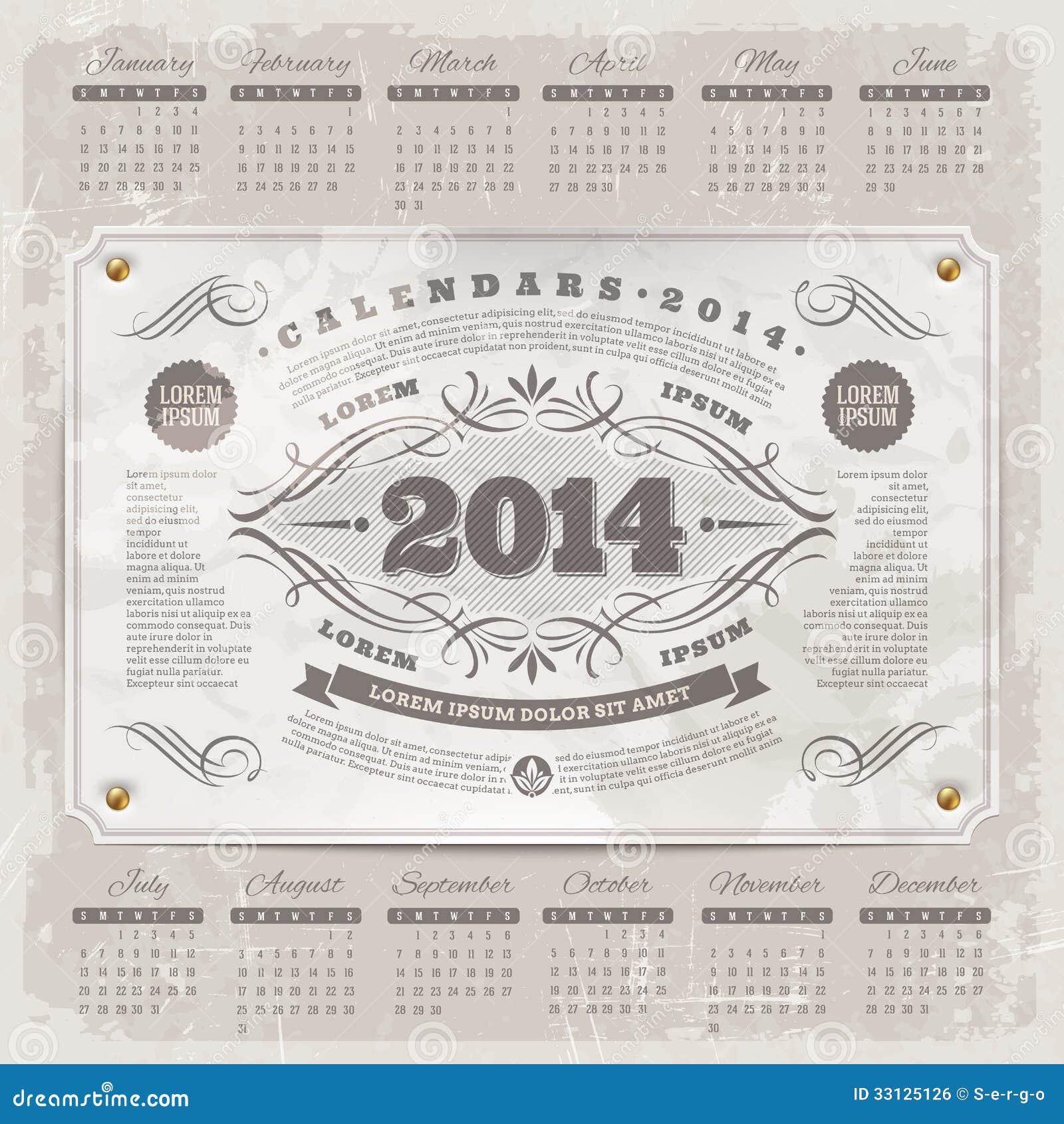 Vintage Calendar Template : Ornate vintage calendar of royalty free stock image Vintage Calendar Template : Ornate vintage calendar of royalty free stock image