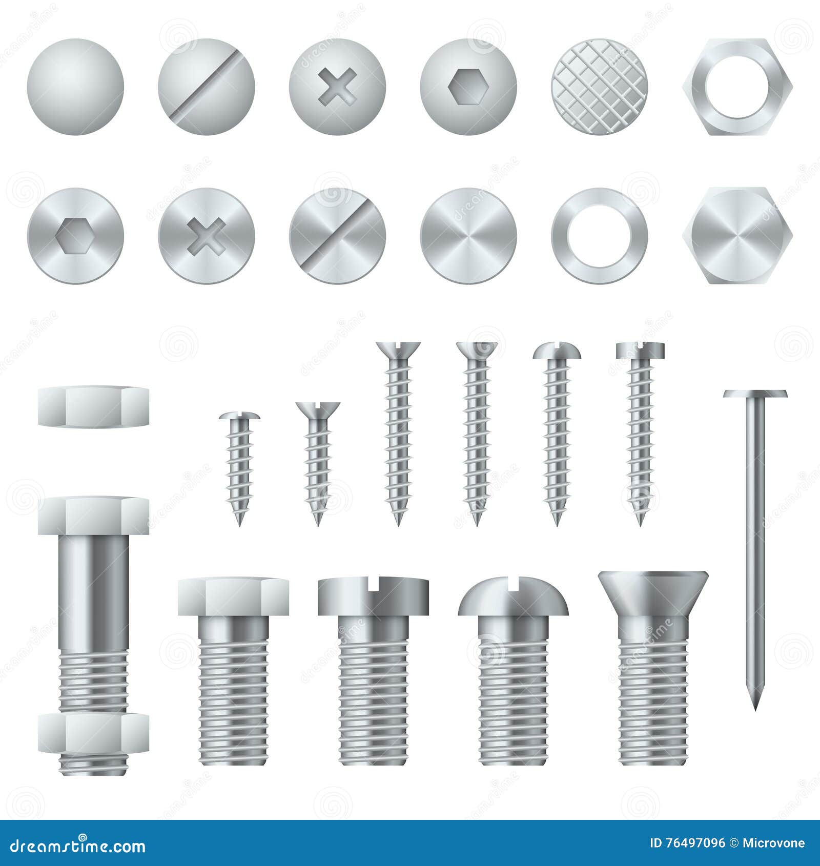 Os Parafusos Os Parafusos As Porcas Os Pregos E O Vetor Realístico