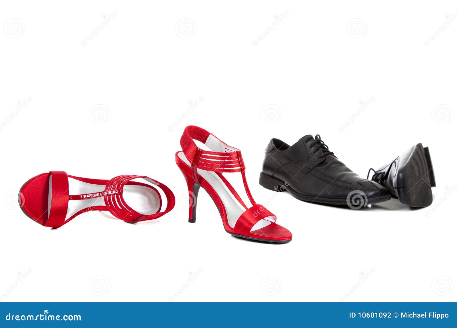 Different mens and womens shoes in the colorful squares Vector