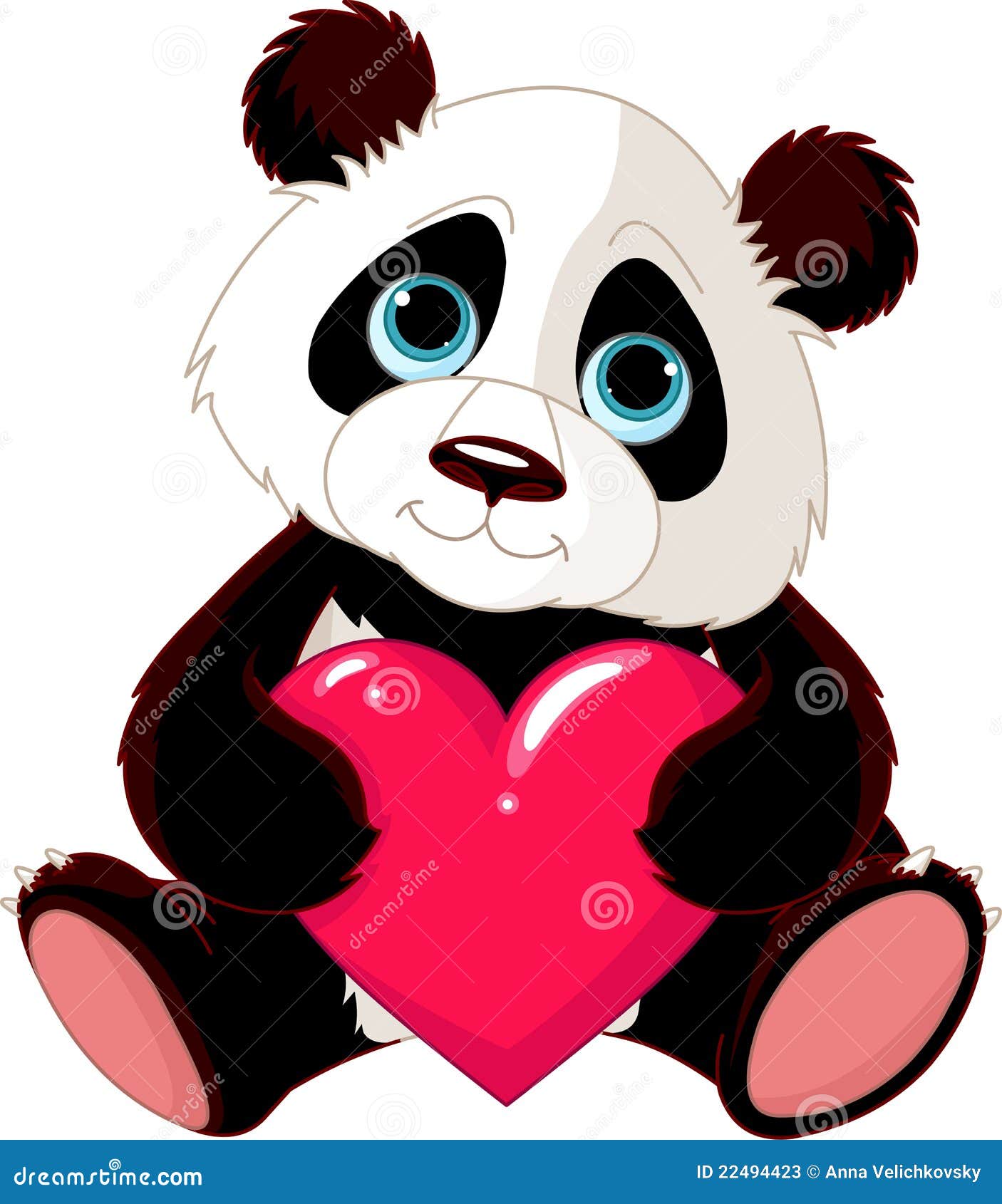 panda mignon avec le coeur