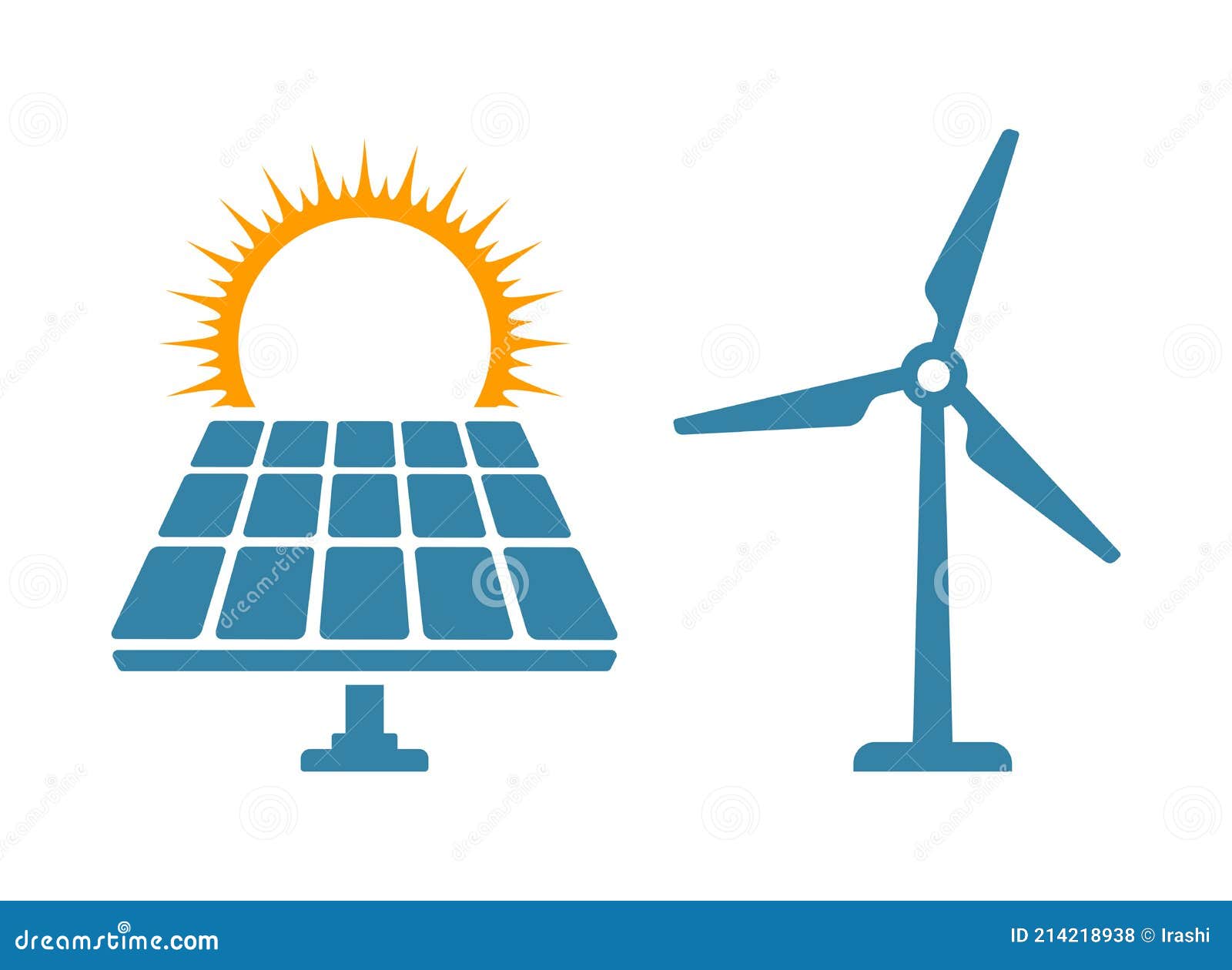 Panel Solar E Icono De Aerogenerador Ilustraci N Del Vector