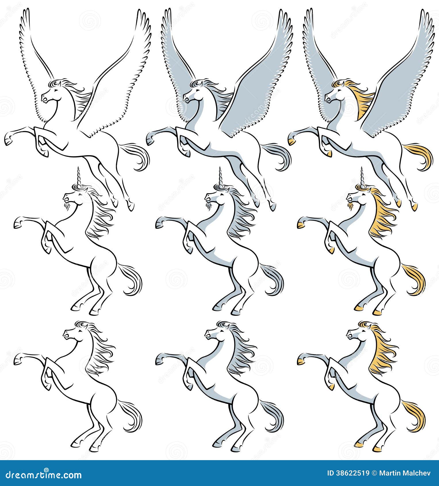 Line Art Royalty Free : Pegasus unicorn stallion line art royalty free stock