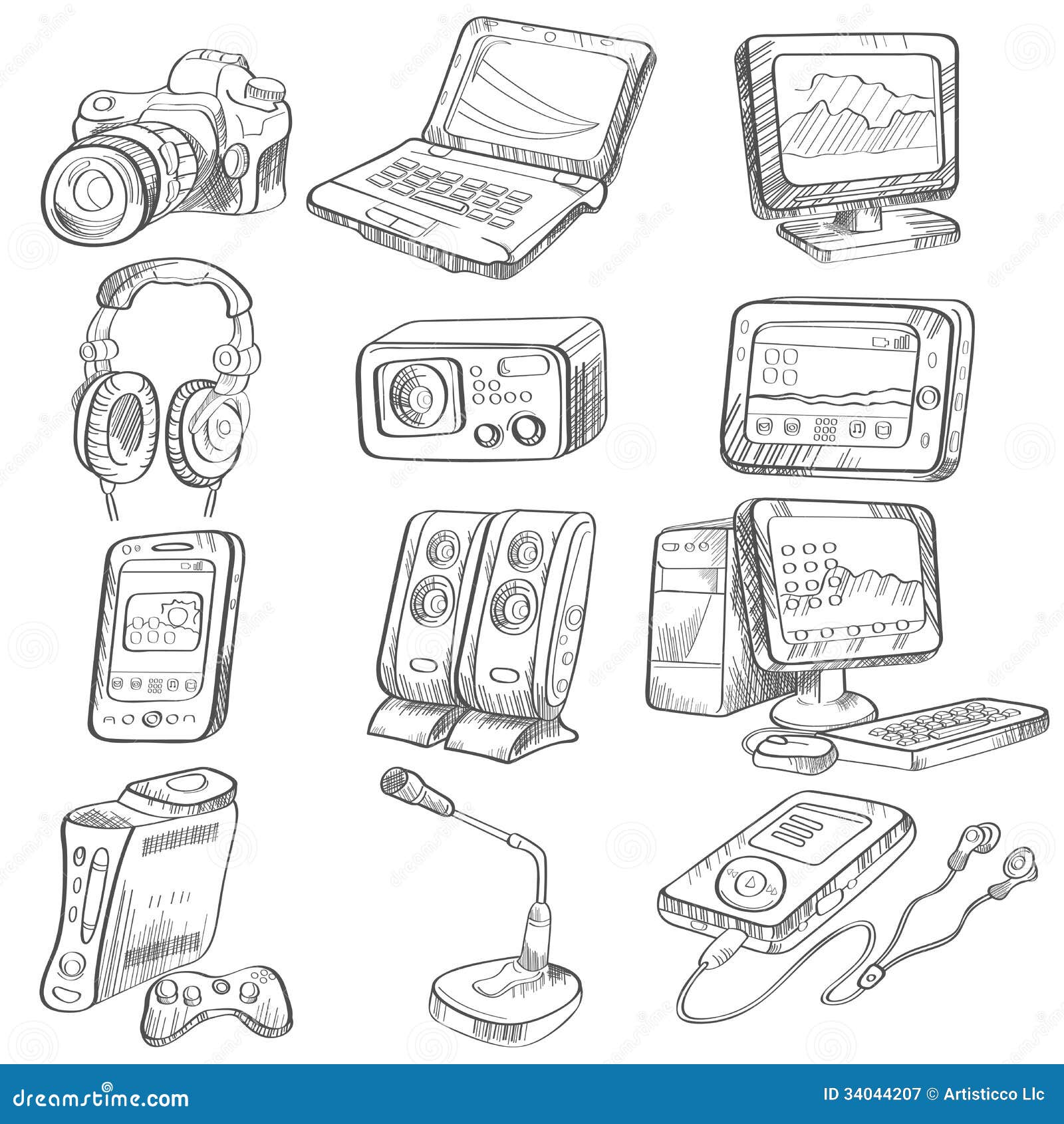 Pencil Drawing Of Electronic Gadget Royalty Free Stock Photography ...