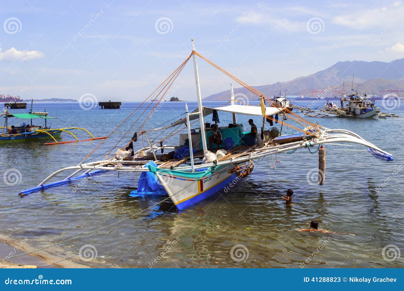 Philippines Fishing Boat and Children. Philippines, Olongapo City 06 