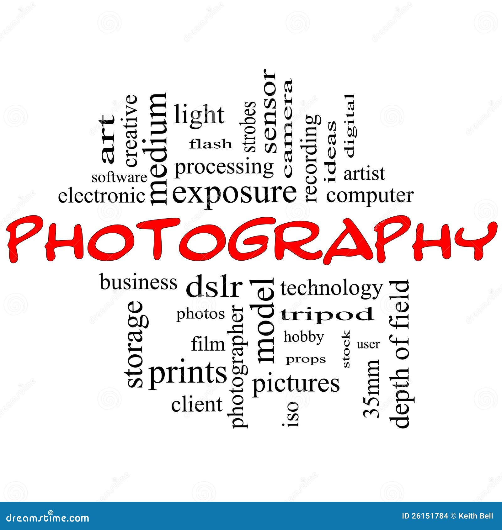Photography Word Cloud Concept Black And Red Stock Images - Image: 26151784