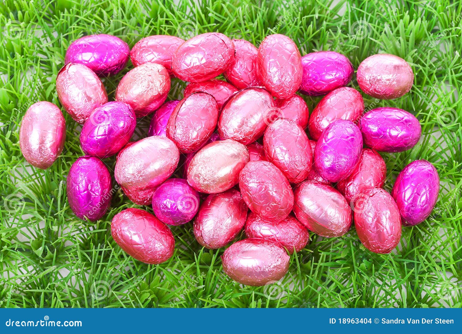 Pink Easter Eggs On Grass Stock Images Image 18963404