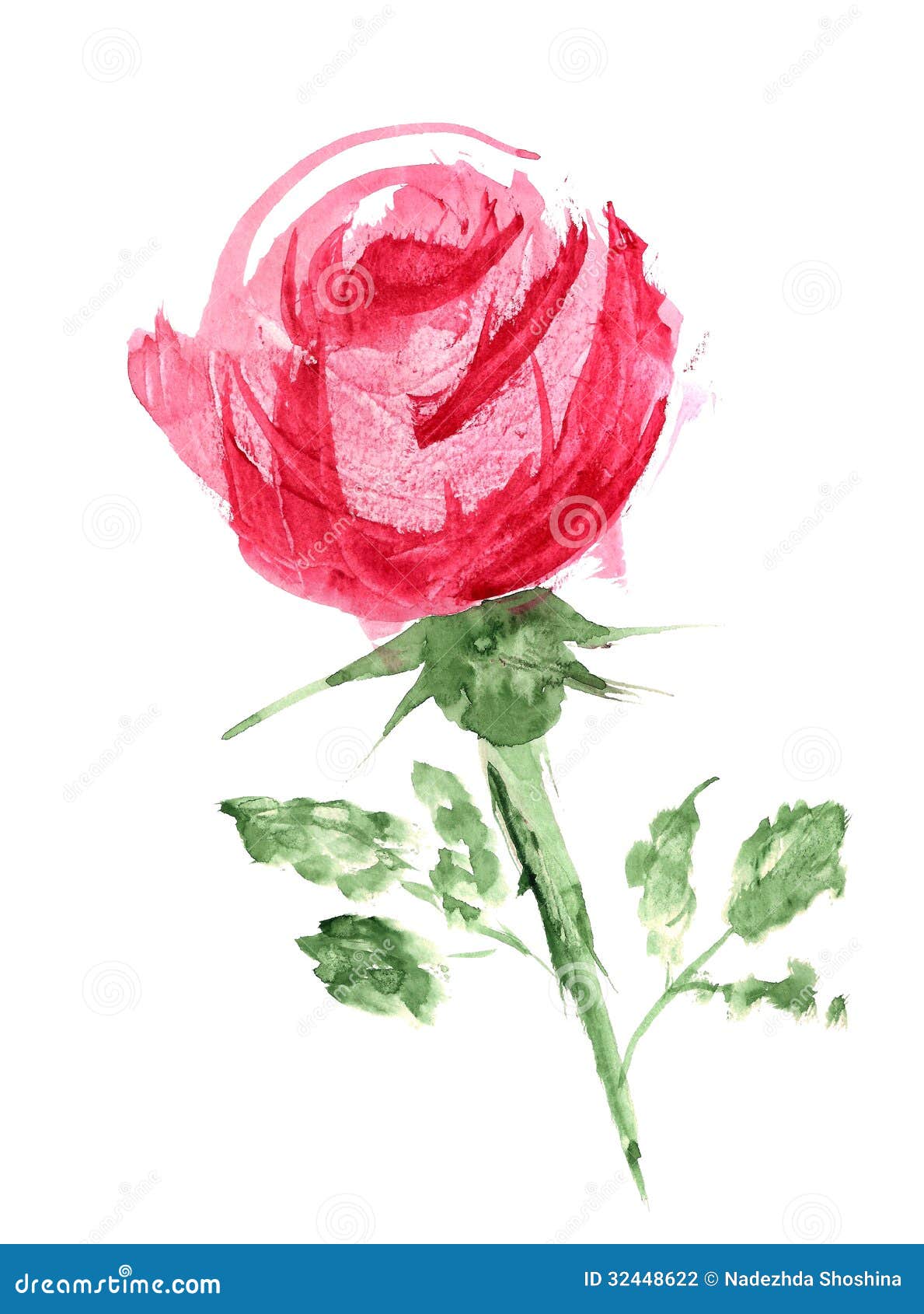 Pink Rose Drawing With Stem