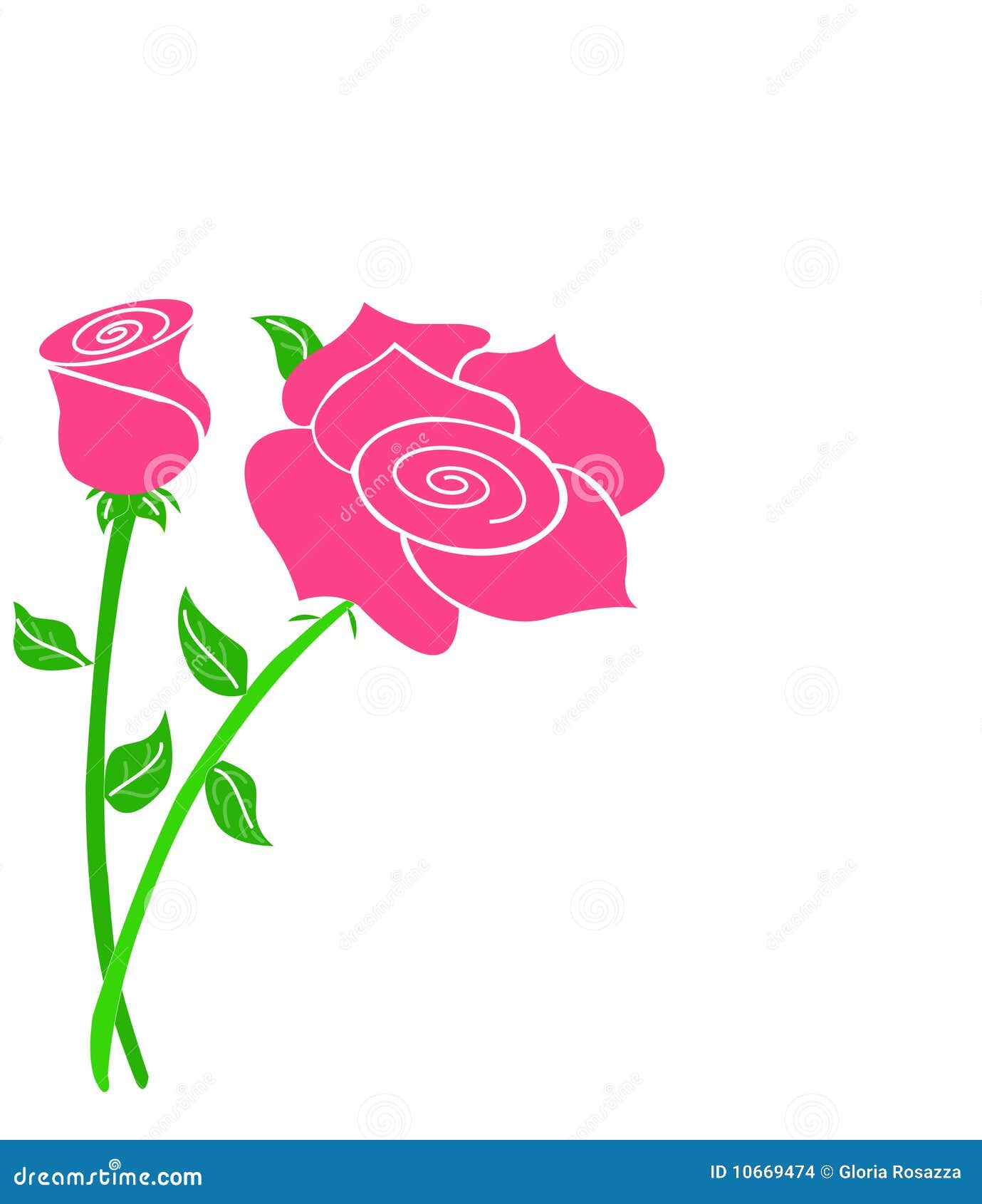 Pink Rose Drawing With Stem