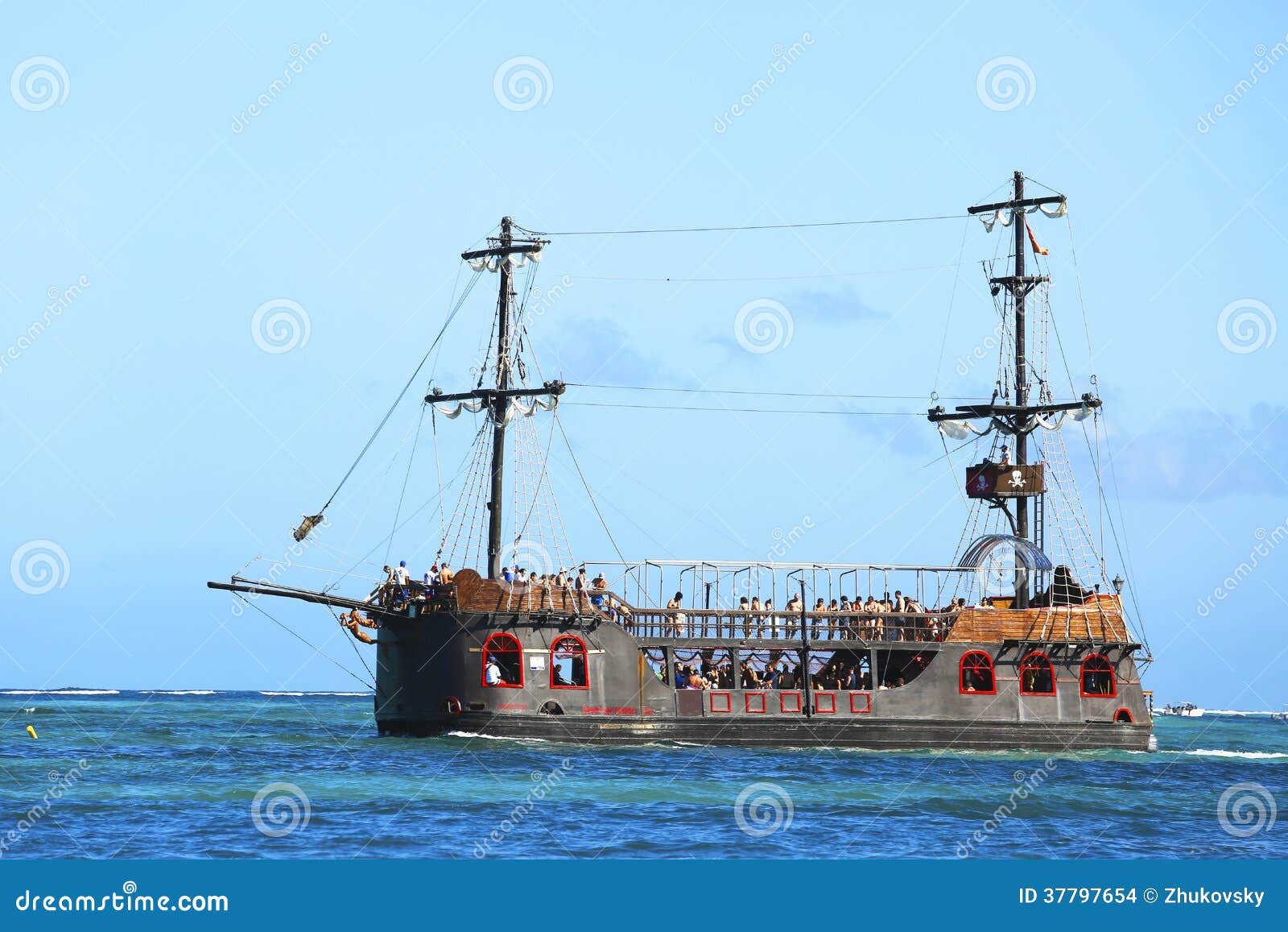 PUNTA CANA, DOMINICAN REPUBLIC - JANUARY 3: Pirate party boat in Punta 