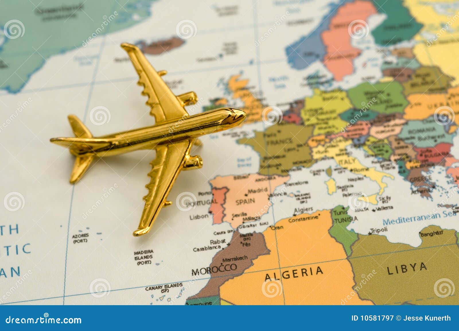 Plane Traveling to Europe, Map is Copyright Free Off a Government 