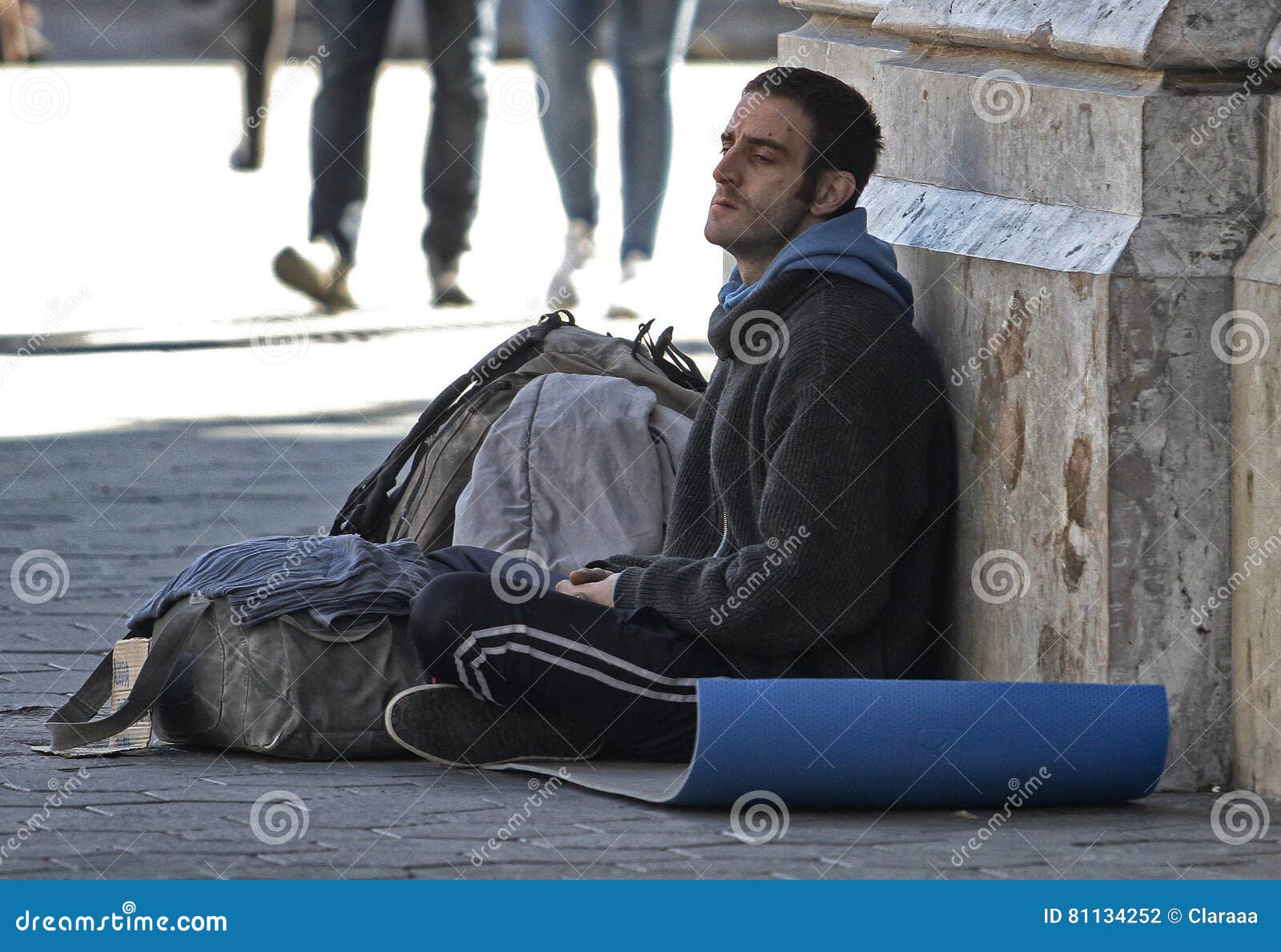 Homeless Half Naked Man Sleeping In The Park Editorial Photo