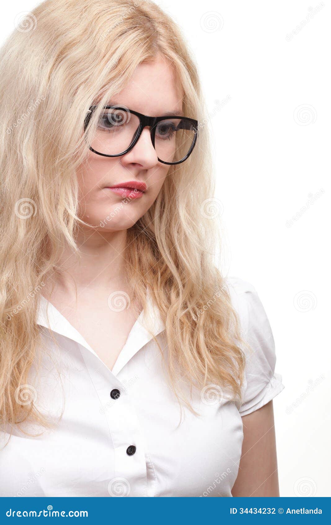 Portrait Of Beautiful Blonde Glasses Woman Stock