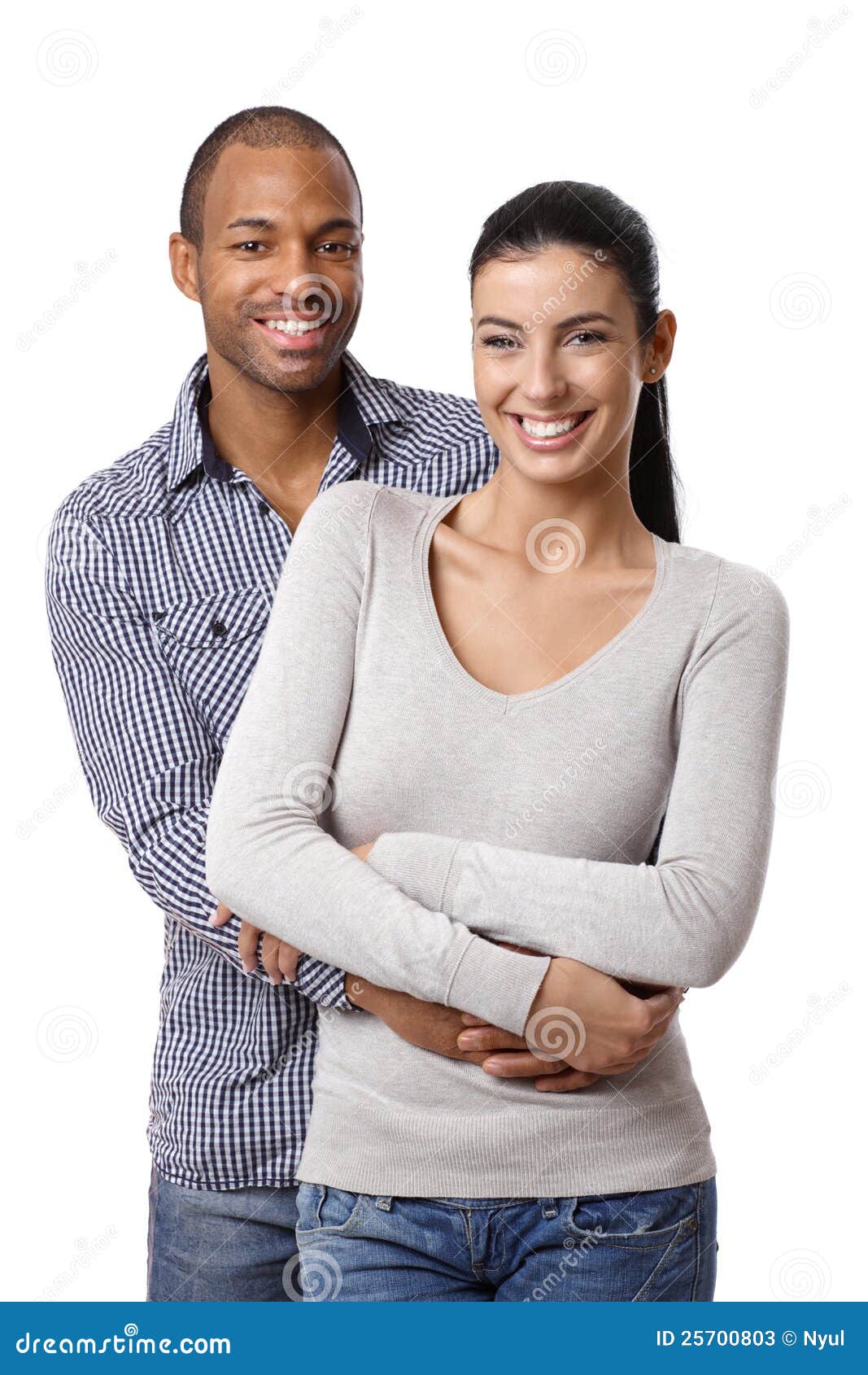 Portrait Of A Mixed Couple On White, Stock Photo - Image 