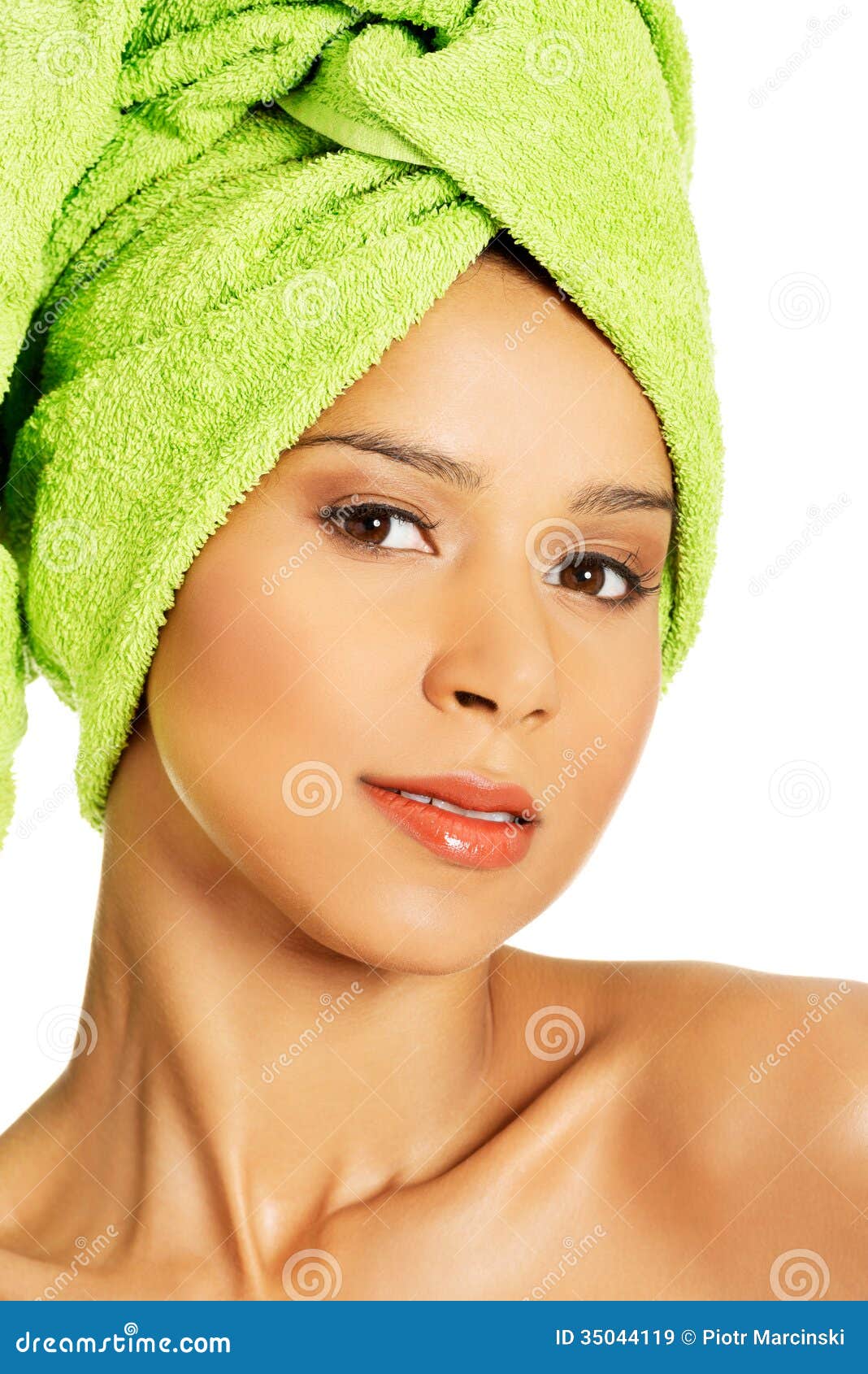 Portrait Of Beautiful Naked Woman With Turban Stock Image Image Of