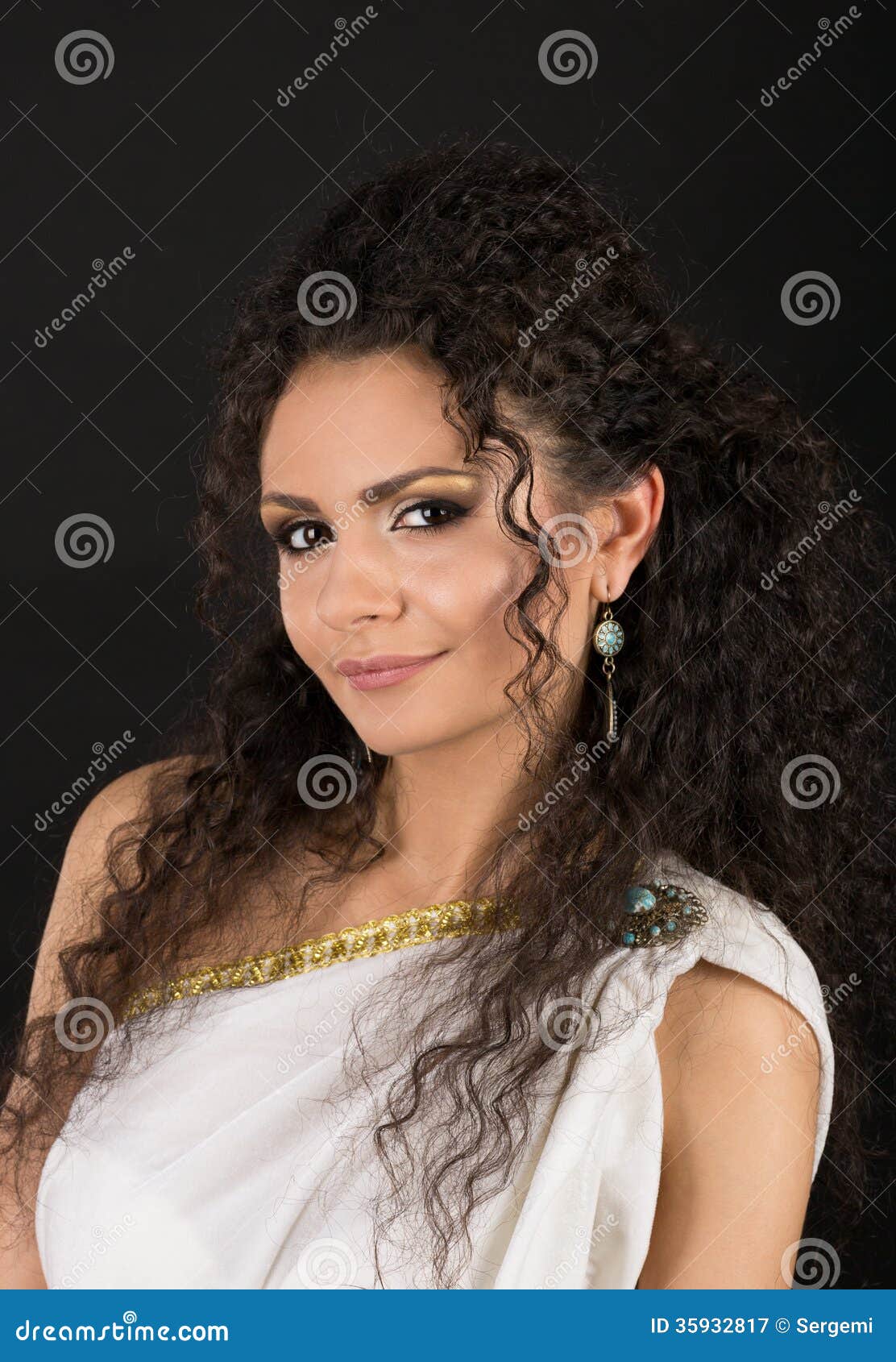 Portrait Of A Cute Curly Brunette Royalty Free Stock